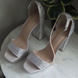 Madden Girl Silver Sparkle Heels
